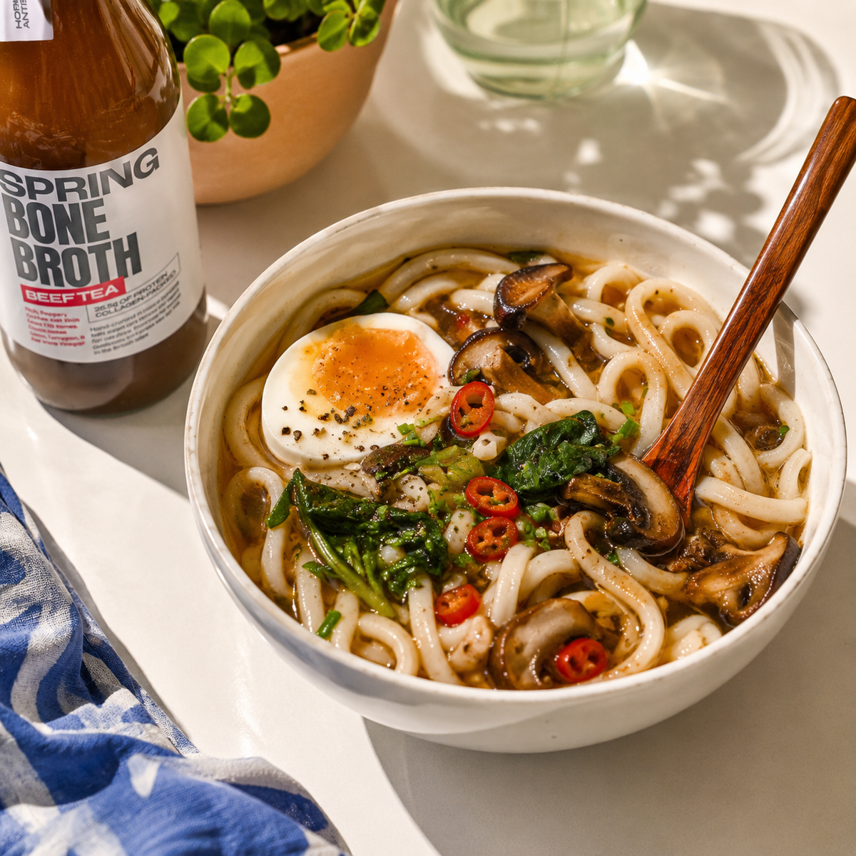 Spring Beef Bone Broth Udon Noodles